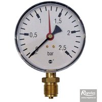 Picture: Pressure gauge, 2.5 bar, d=100mm, G 1/2", bottom conn.