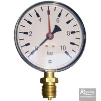 Picture: Pressure gauge, 10 bar, d=100mm, G1/2",  bottom connection