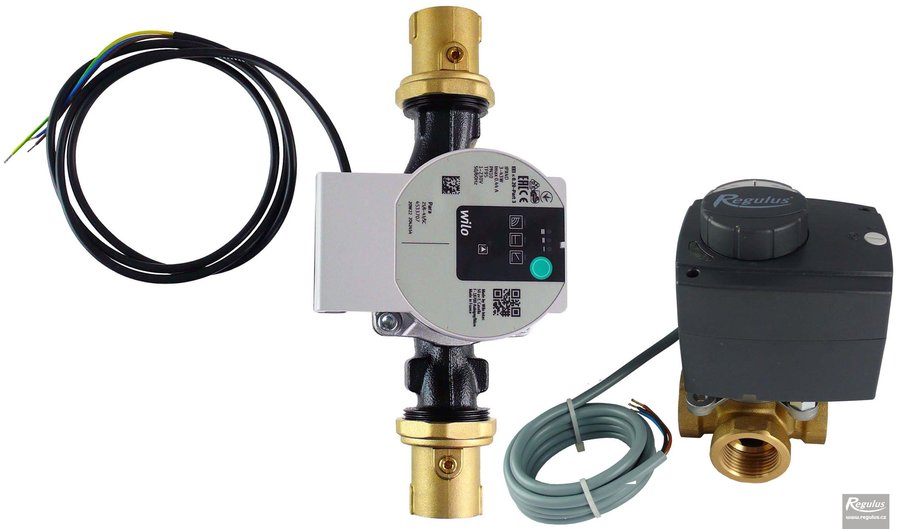 Photo: Three-way Mixing Valve, 1", with actuator and pump