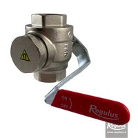 Picture: Ball valve w. filter and magnet, cranked lever