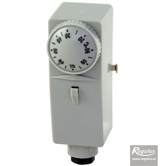 Photo: Encased adjustable contact thermostat, 10-90°C, heat conducting paste incl.