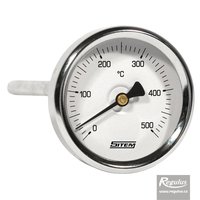 Picture: 0-500°C Stem-type thermometer, stem l=100, 9mm diam., d=63mm, rear c