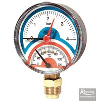 Picture: Thermomanometer 0-120°C, 4bar, d=80mm, G1/2", bottom conn.